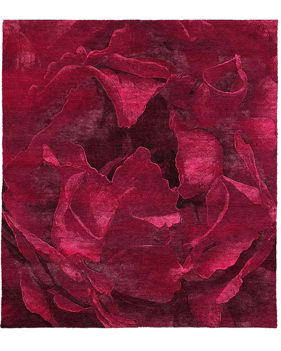 luxury hand knotted red rose area rug