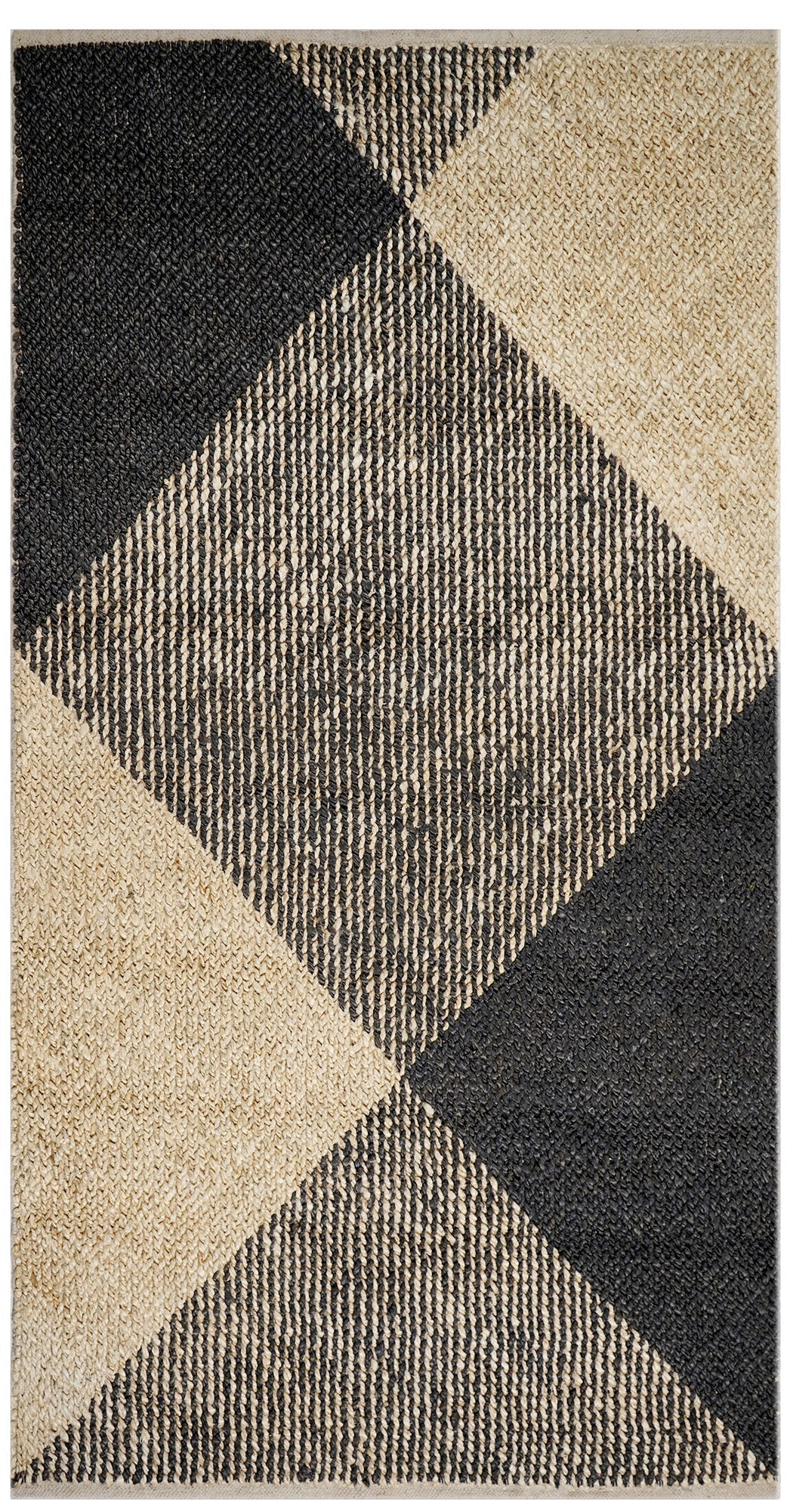 Black Diamond Jute Area Rug — Modern Designer Rugs
