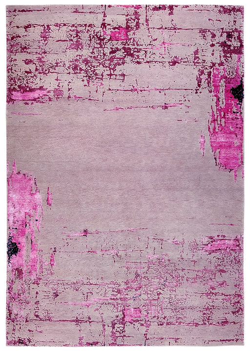 Breeze A Pink Wool and Silk Hand Knotted Tibetan Rug by Christopher Fareed