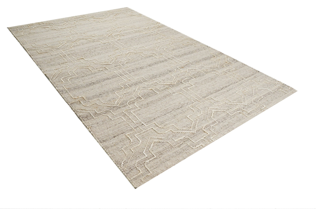 Raised Pattern White Rug Raised Ornamental Pattern Jute Rug — Modern Designer Rugs