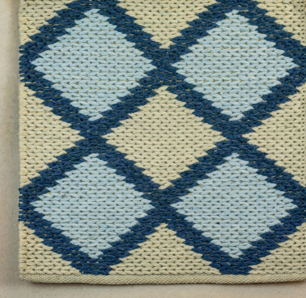 Hand Woven Blue Diamonds Outdoor Rug — Modern Designer Rugs