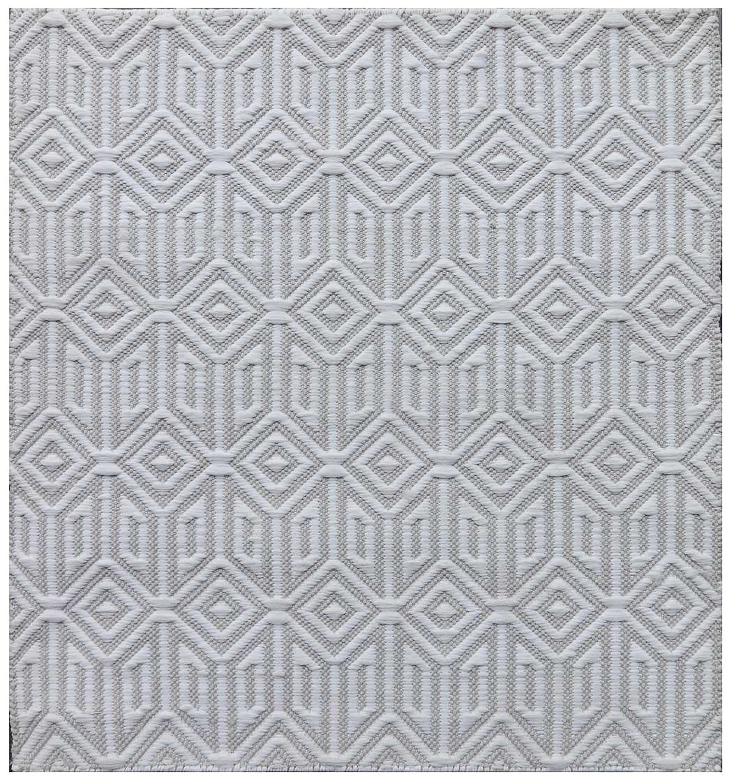 Hand Woven Diamonds and Chevron Outdoor Rug- Bone — Modern Designer Rugs