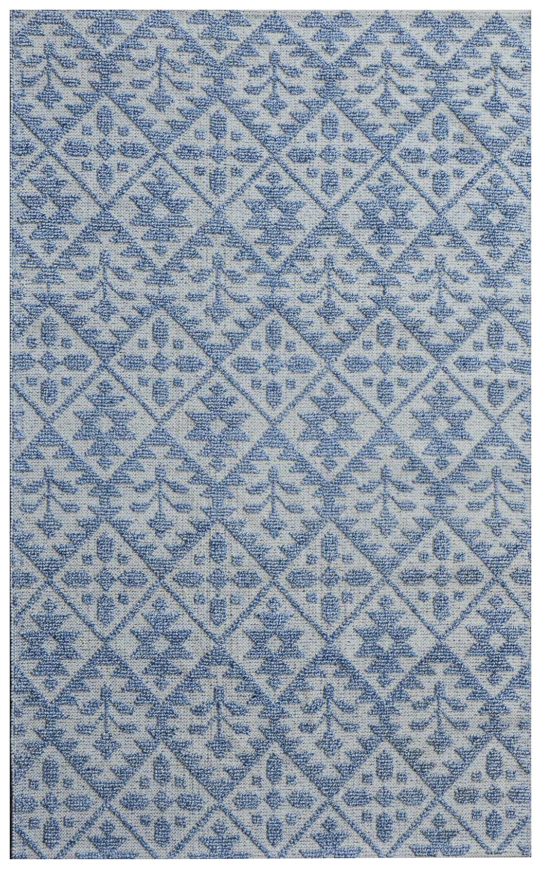 Flatweave Tribal Diamonds Outdoor Rug- Blue — Modern Designer Rugs