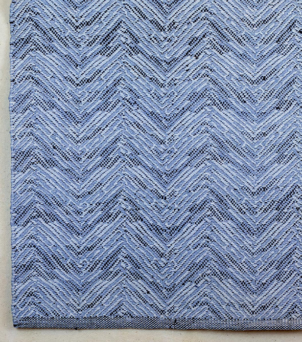Textured Herringbone Outdoor Rug- Blue