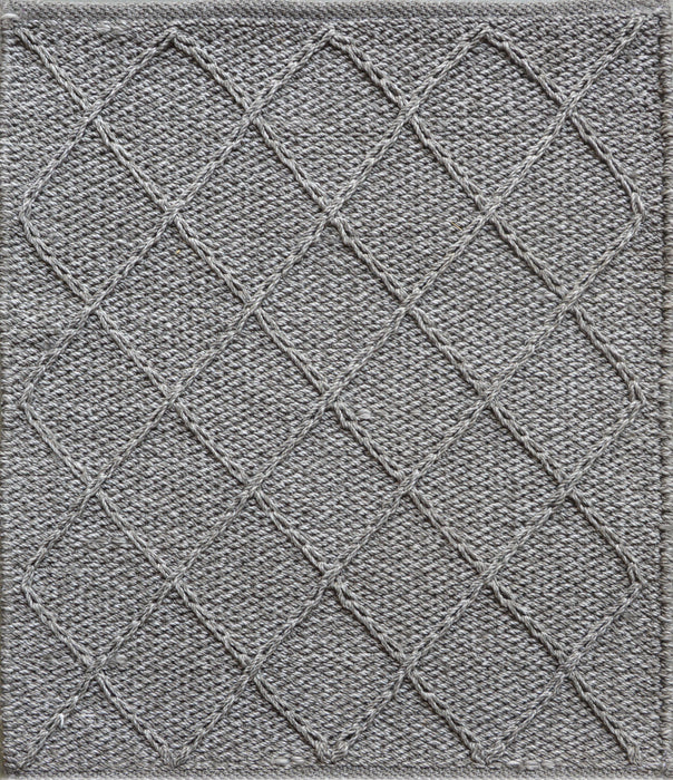 Textured Cable Diamonds Outdoor Rug- Light Grey