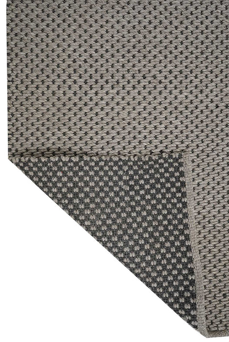 Hand Woven Reversible Dots Outdoor Rug- Black/ Grey