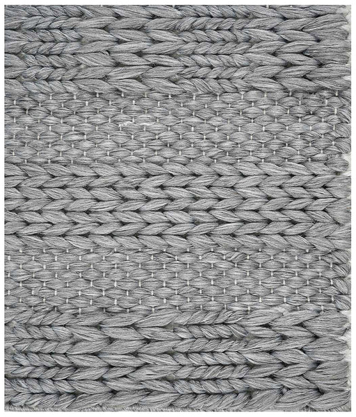 Hand Woven Thick/ Thin Stripes Outdoor Rug-Light Grey