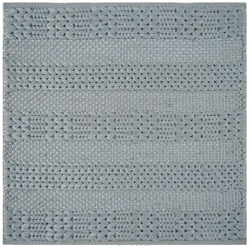Hand Woven Thick/ Thin Stripes Outdoor Rug- Silver Blue