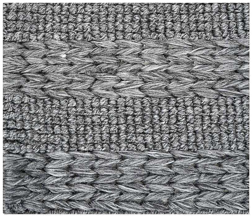 Hand Woven Thick/ Bubble Stripes Outdoor Rug- Black