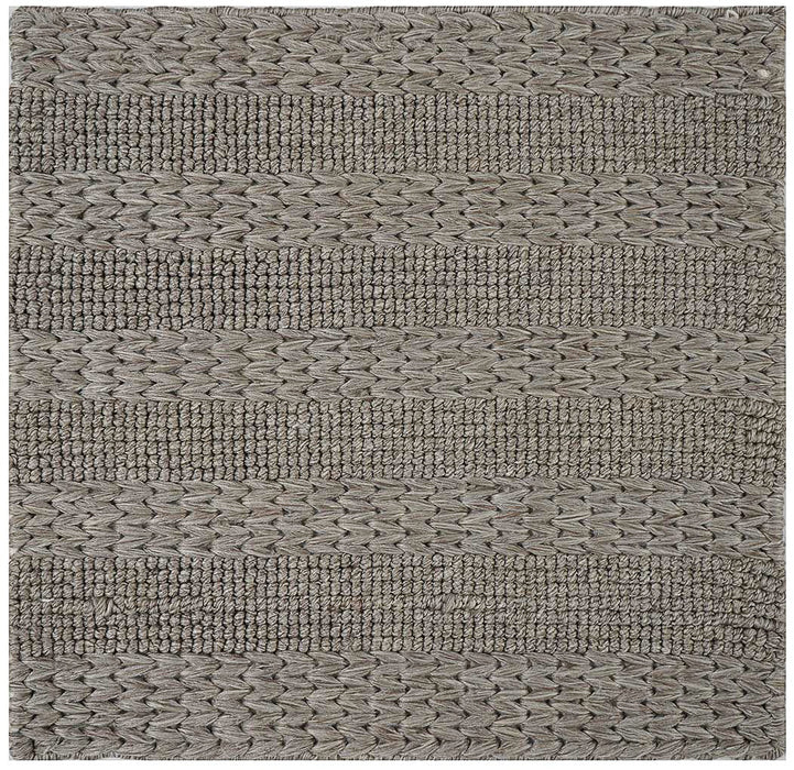 Hand Woven Thick/ Bubble Stripes Outdoor Rug- Light Brown