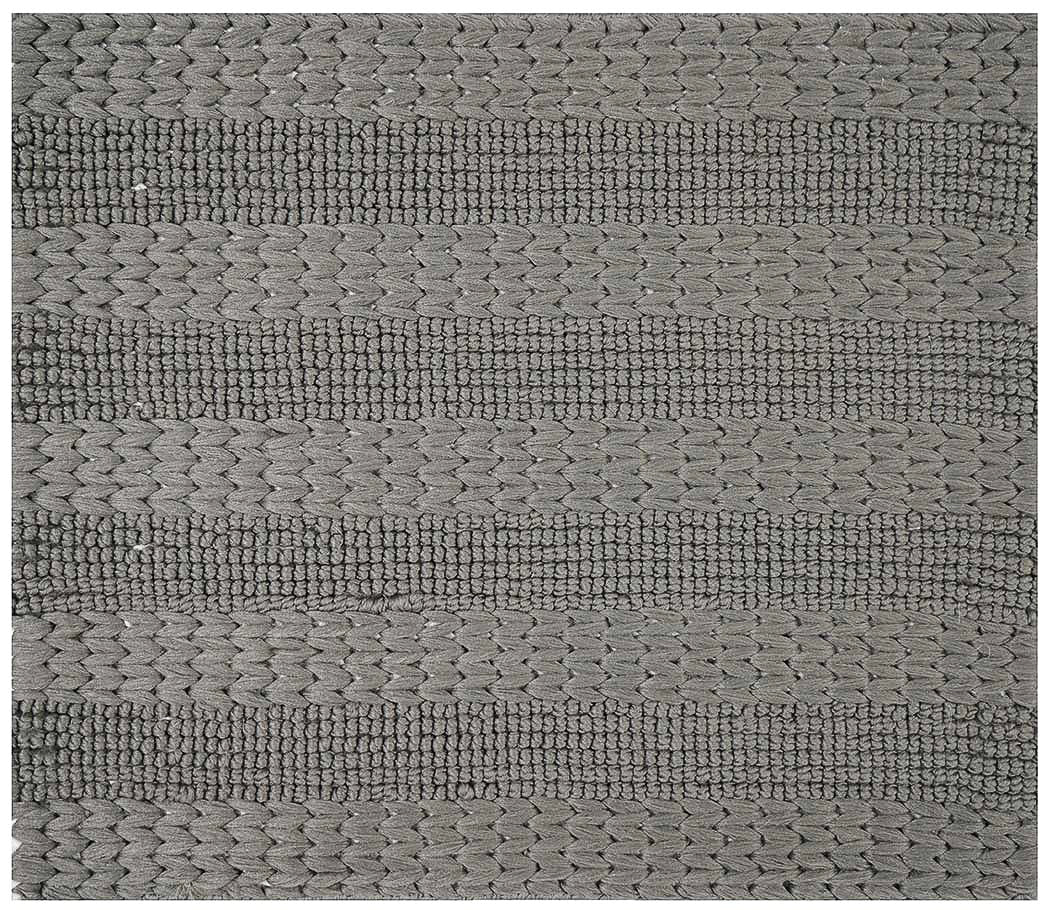 Hand Woven Thick/ Bubble Stripes Outdoor Rug- Steel