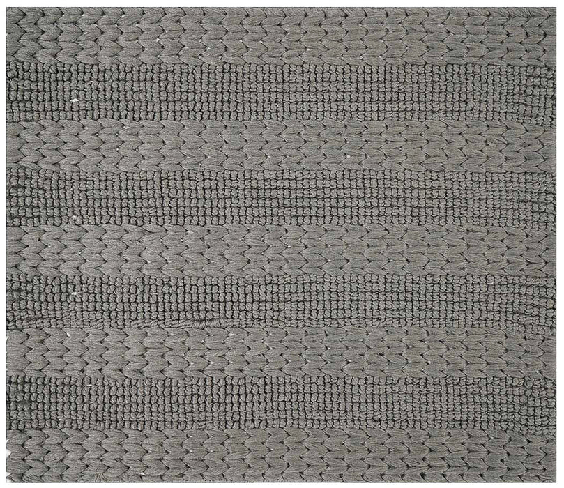 Hand Woven Thick/ Bubble Stripes Outdoor Rug- Steel