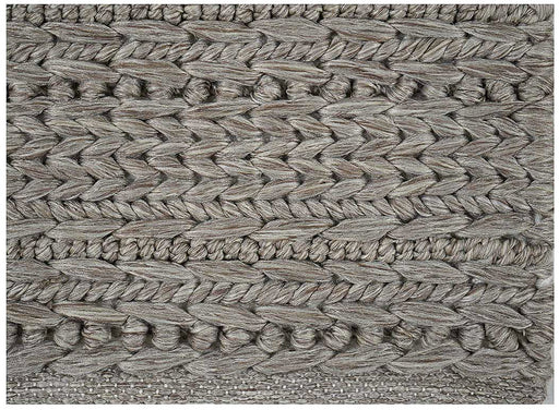 Hand Woven Textured Stripes Outdoor Rug- Light Brown