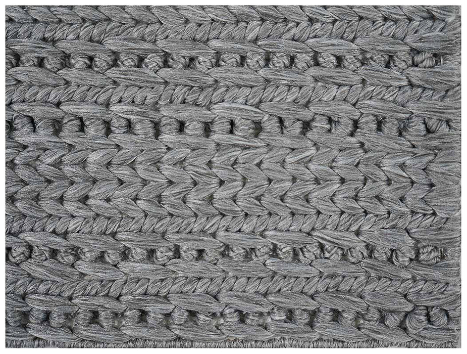 Hand Woven Textured Stripes Outdoor Rug- Light Grey