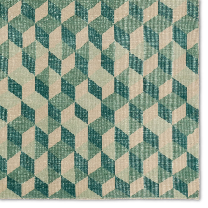 Verde Home by Jaipur Living Matrix Hand-Knotted Geometric Green/ Cream Area Rug 