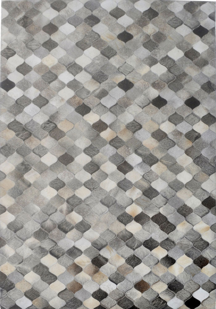 Modern Loom Gray Patterned Leather Rug 9 Main Image