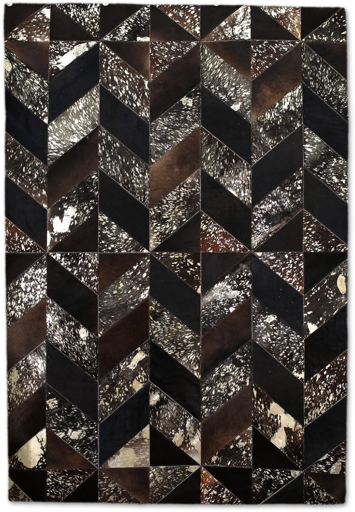 Modern Loom Black Leather Patterned Rug Main Image