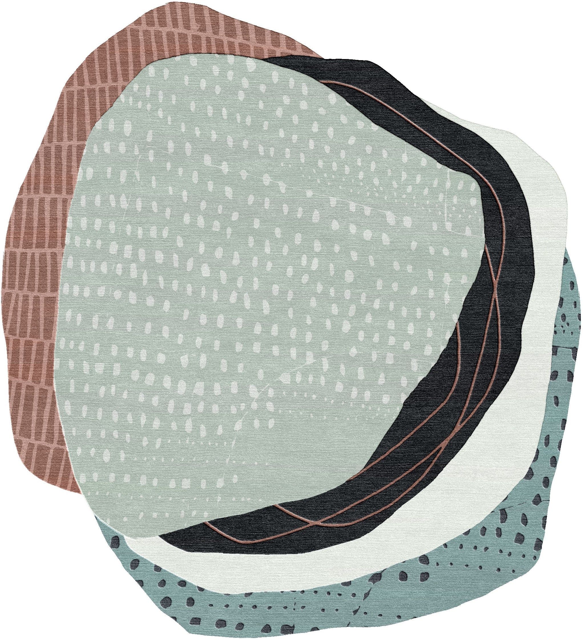 Ovoid Shape Rug Formations Odd-Shaped Layers Sage/ Gray Area Rug — Modern Designer Rugs