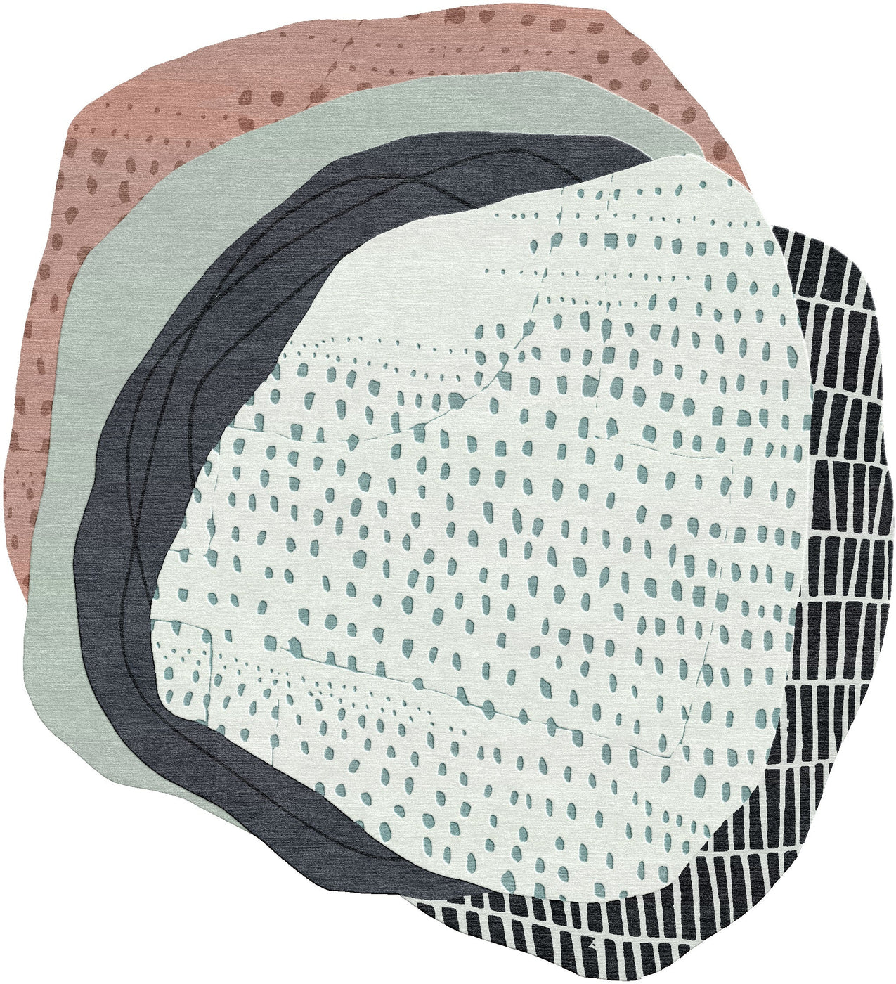 Formations Odd-Shaped Layers Sage/ Gray Area Rug — Modern Designer Rugs