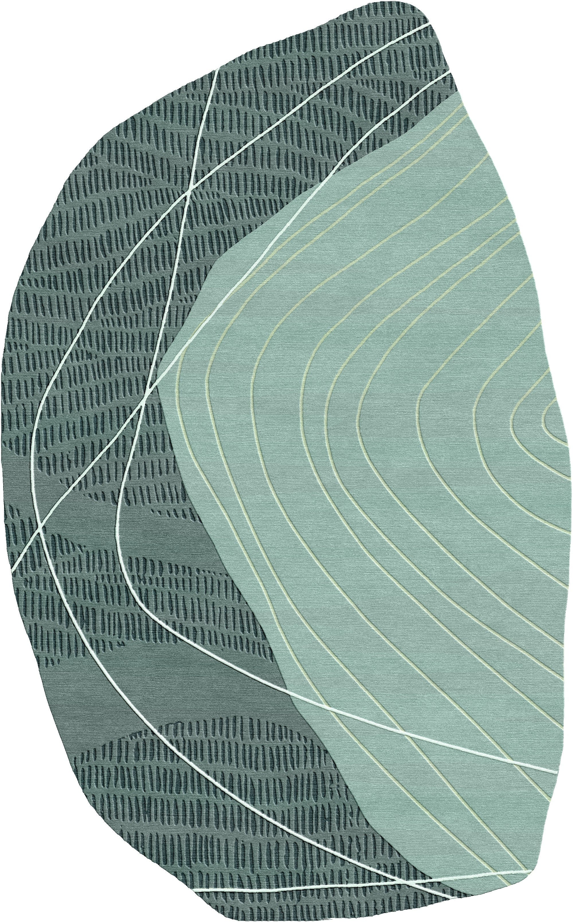 Formations Odd-Shaped Oval Green Area Rug — Modern Designer Rugs