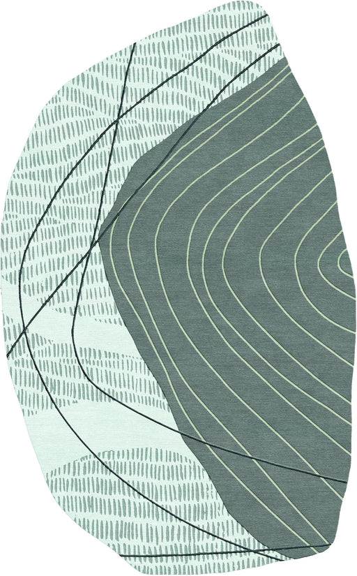 Ovoid Shape Rug Formations Odd-Shaped Layers Sage/ Gray Area Rug — Modern Designer Rugs