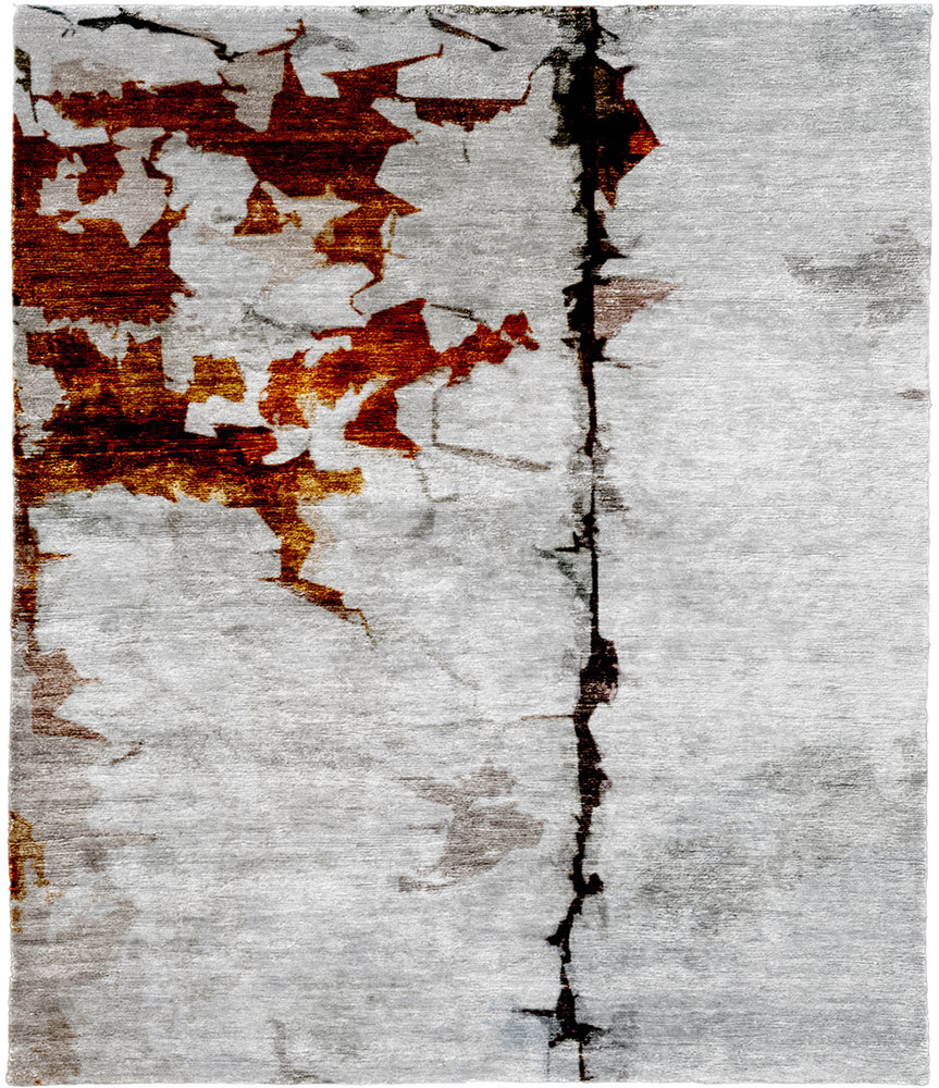 Tebbati Rugs Hibiscus B Hand Knotted Tibetan Rug — Modern Designer Rugs