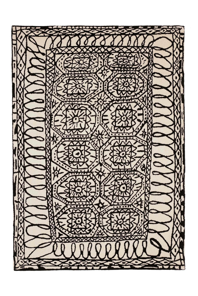 Nanimarquina Black on White Abstract Estambul Wool Rug